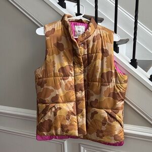 Free Assembly Floral Puffer Vest with Pink Lining